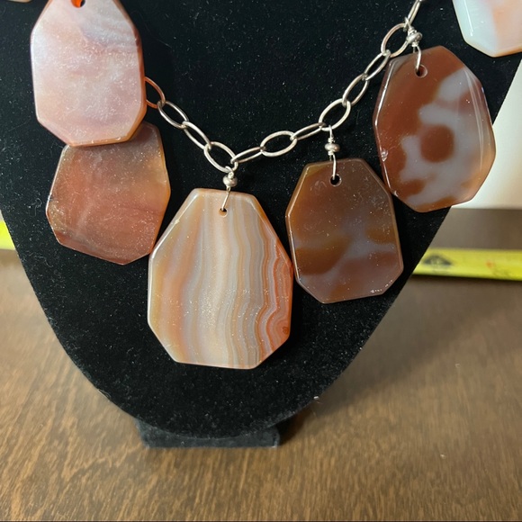 Gorgeous chunky agate necklace with silver chain LUC 925 - Picture 2 of 9